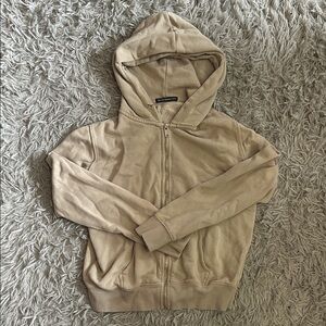 Brandy Melville Tan Zip-Up Sweater
